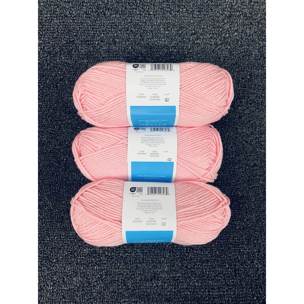 Lot Of 3 Draper James Cozy Wool Almond Blossom Merino Wool And Acrylic Yarn New - Picture 4 of 5